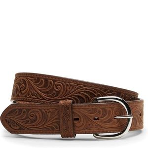 JUSTIN BOOTS WESTERN SCROLL BELT PLAIN NICKEL BUCKLE